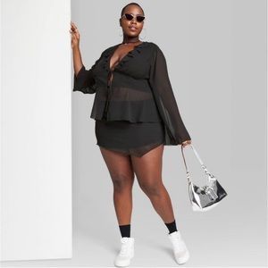 Women's Plus Size Mesh Mini Skirt- Wild Fable , Black 2X.